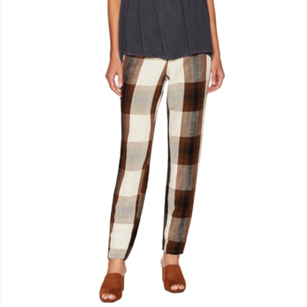 Plaid Zipper Cuffs Skinny Pant